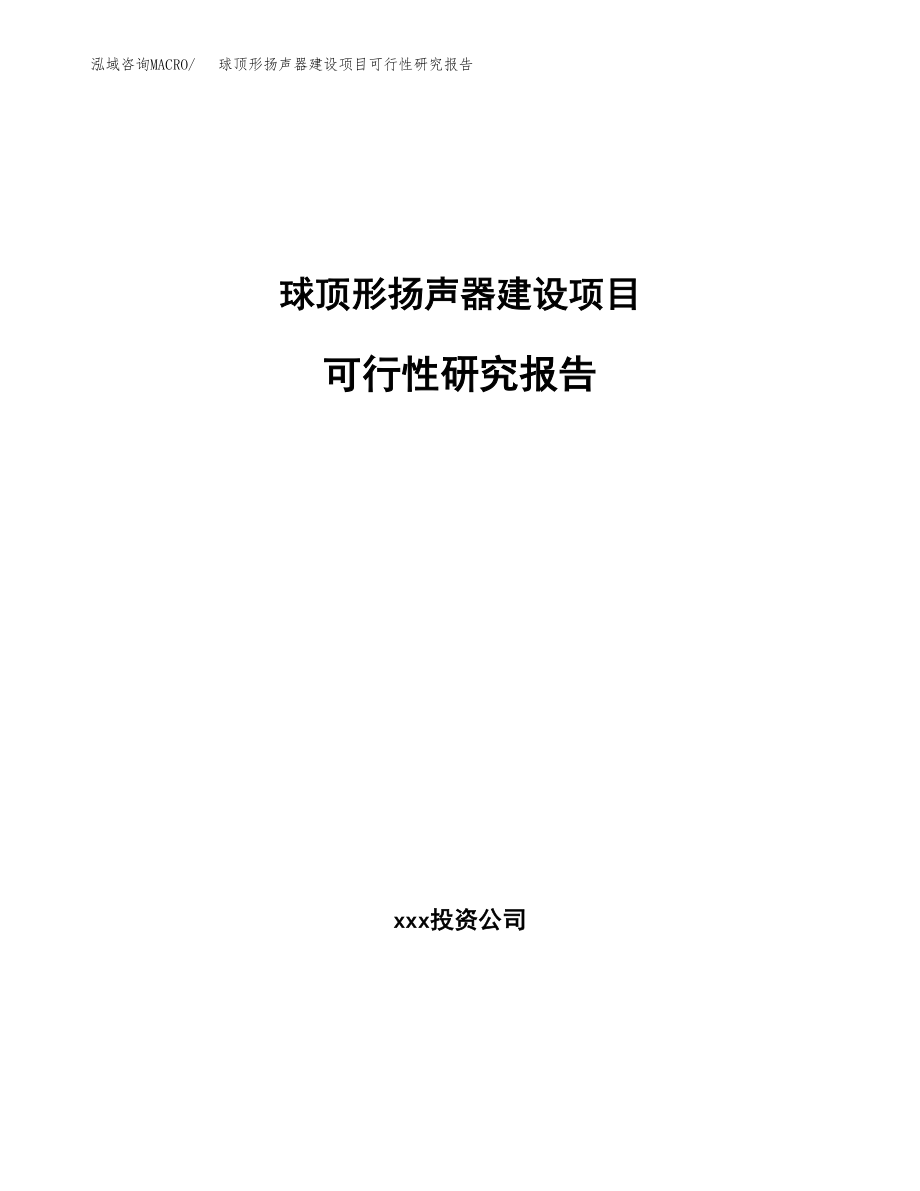 球顶形扬声器建设项目可行性研究报告模板               （总投资7000万元）_第1页