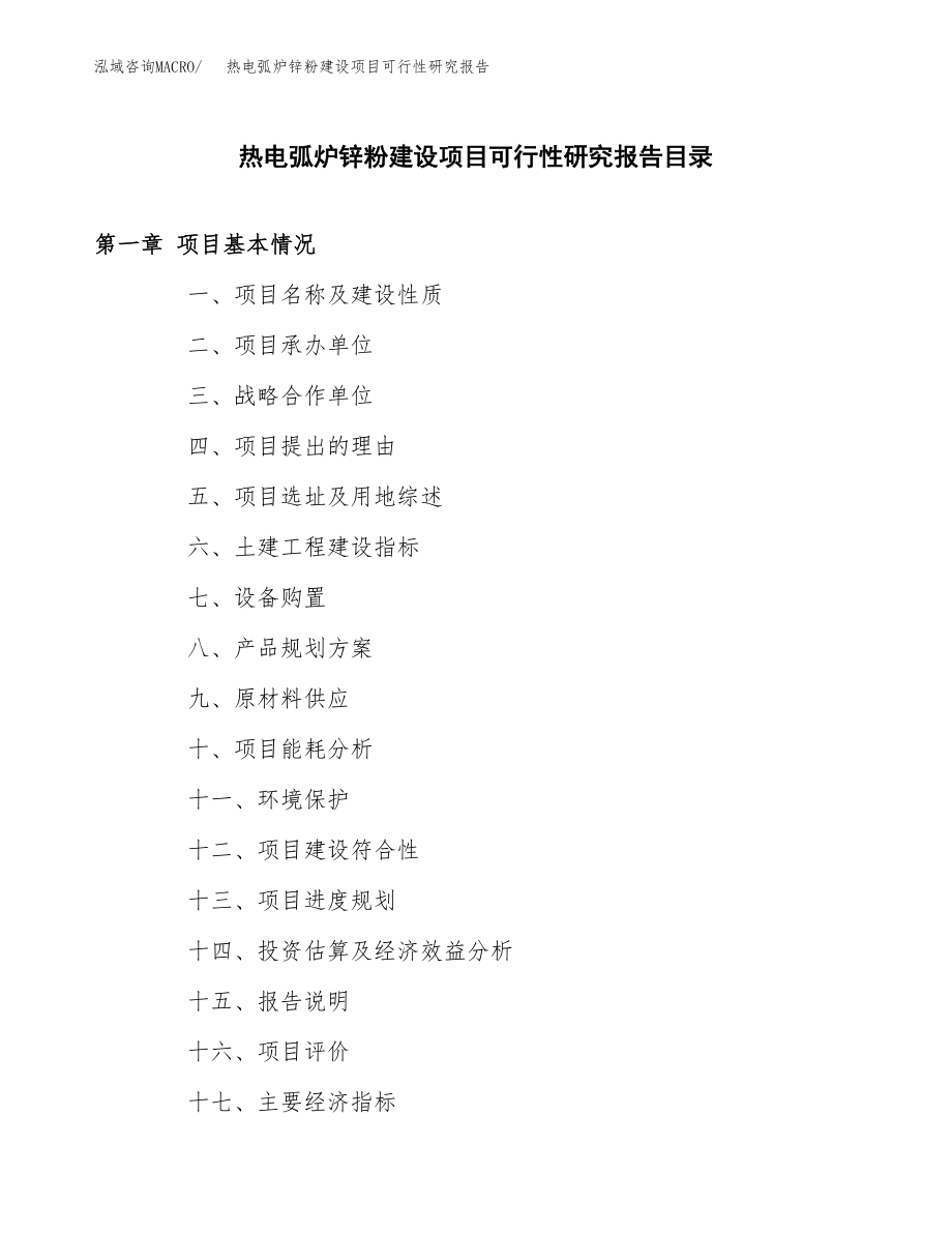 热电弧炉锌粉建设项目可行性研究报告模板               （总投资18000万元）_第3页