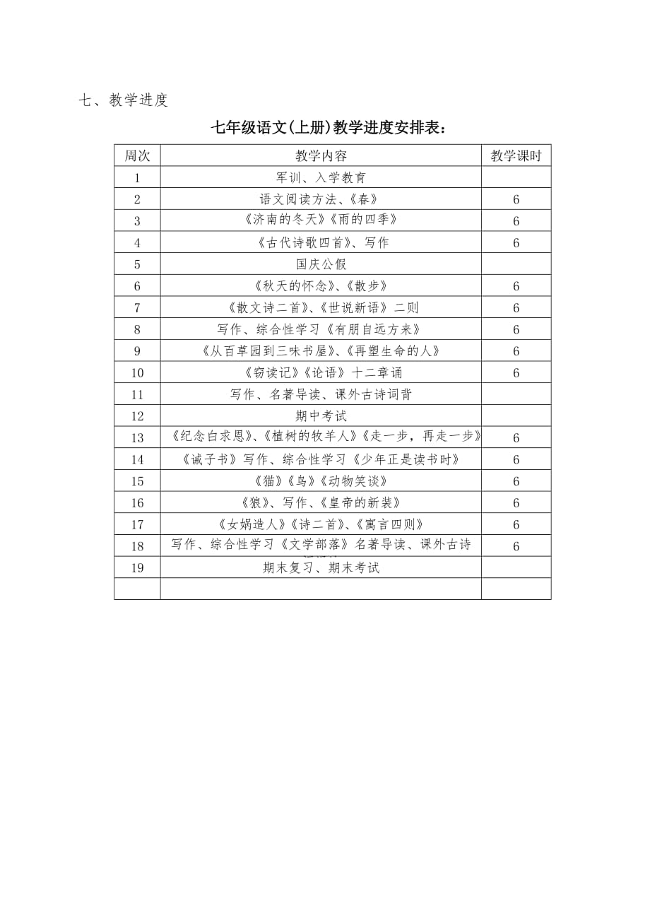 2019-2020部编版七年级语文(上册)教学工作计划_第4页