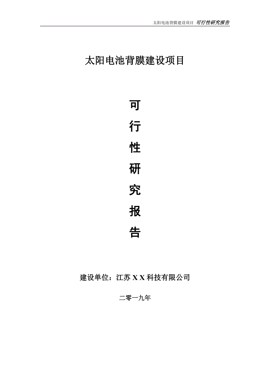 太阳电池背膜项目可行性研究报告【备案申请版】_第1页