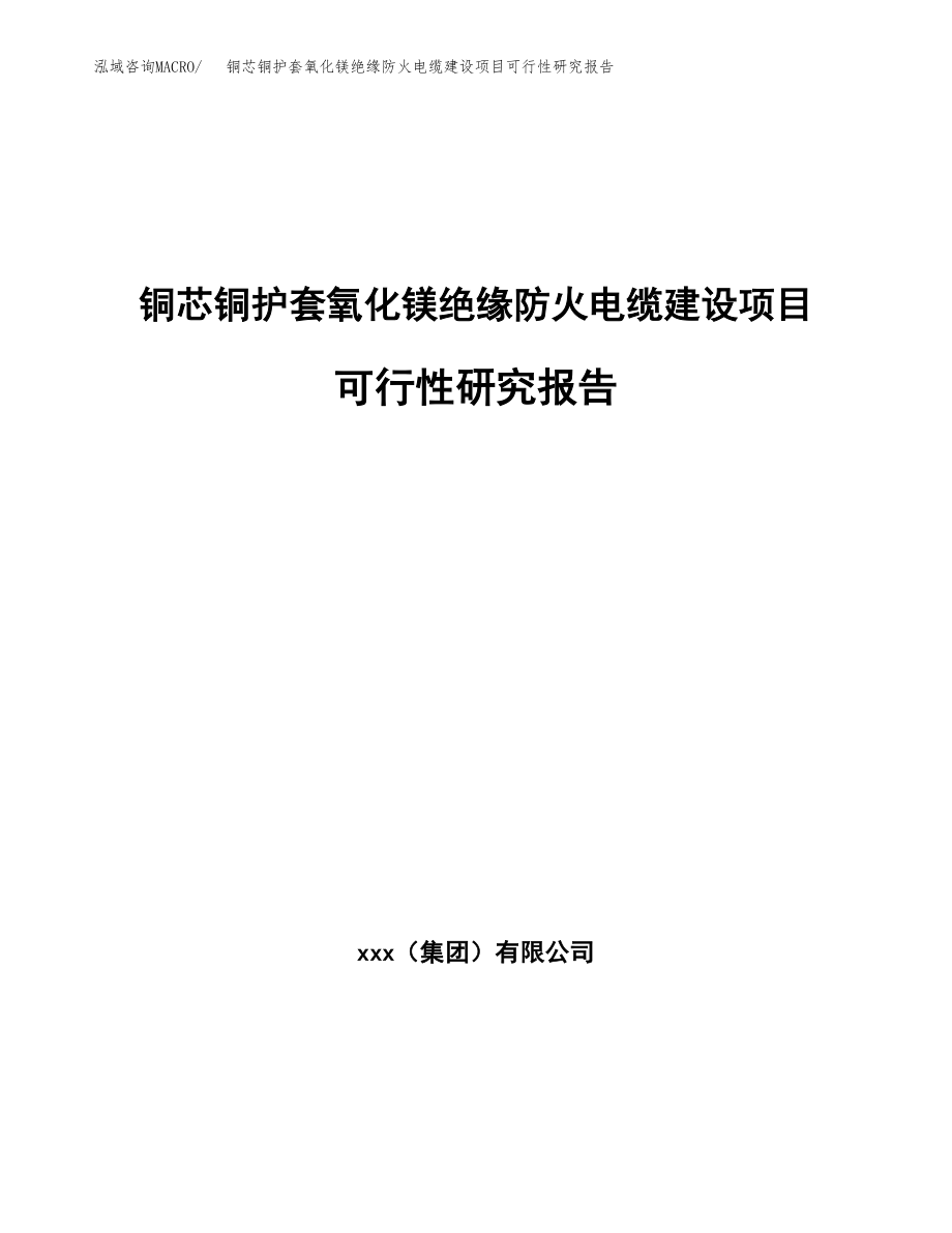 铜芯铜护套氧化镁绝缘防火电缆建设项目可行性研究报告模板               （总投资20000万元）_第1页