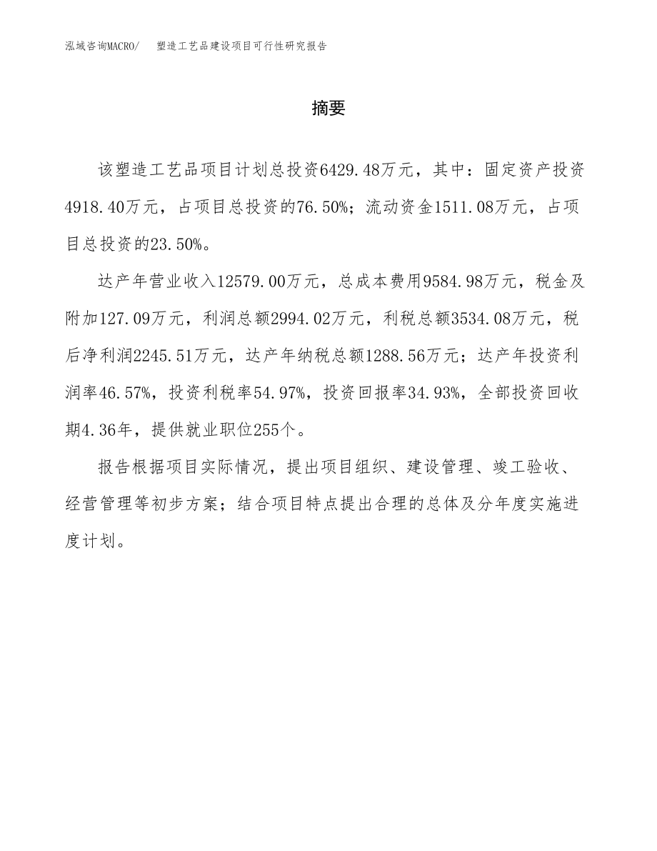 塑造工艺品建设项目可行性研究报告模板               （总投资6000万元）_第2页