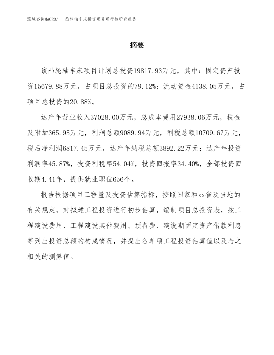 凸轮轴车床投资项目可行性研究报告(参考模板分析).docx_第2页