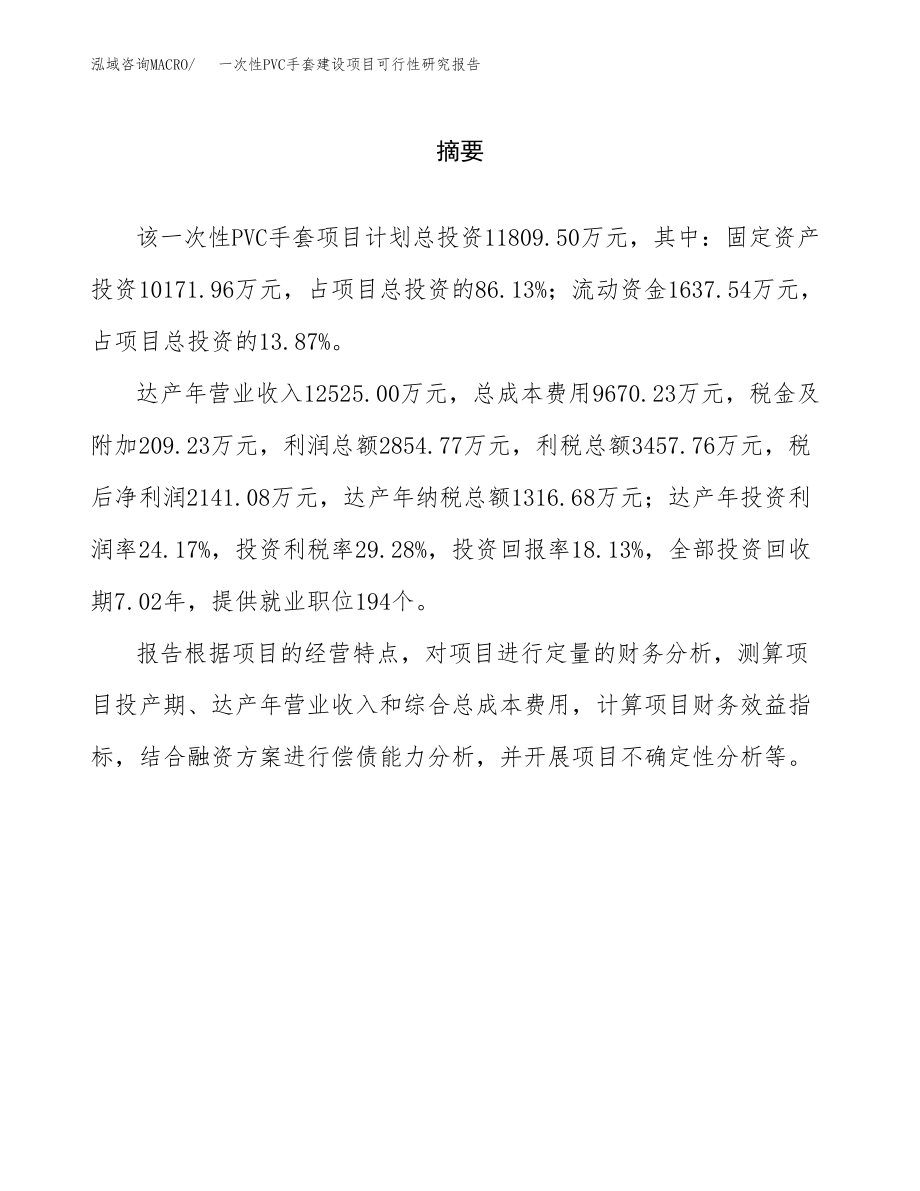 一次性PVC手套建设项目可行性研究报告模板               （总投资12000万元）_第2页