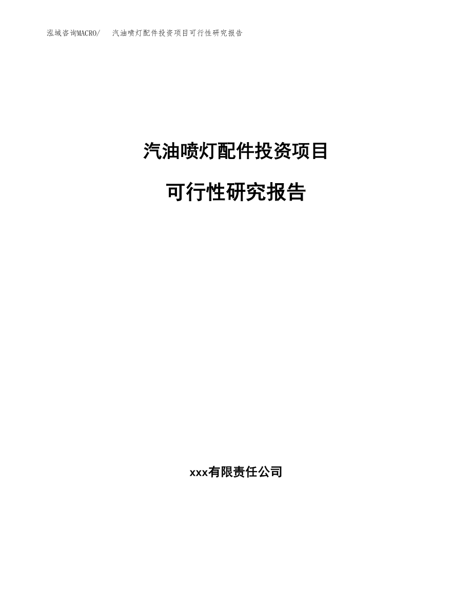 汽油喷灯配件投资项目可行性研究报告(参考模板分析).docx_第1页