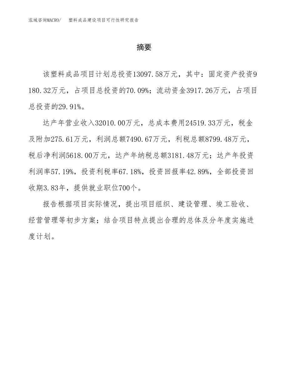 塑料成品建设项目可行性研究报告模板               （总投资13000万元）_第2页