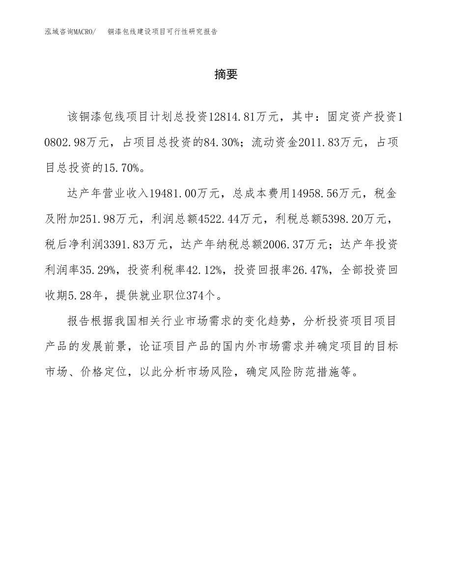 铜漆包线建设项目可行性研究报告模板               （总投资13000万元）_第2页