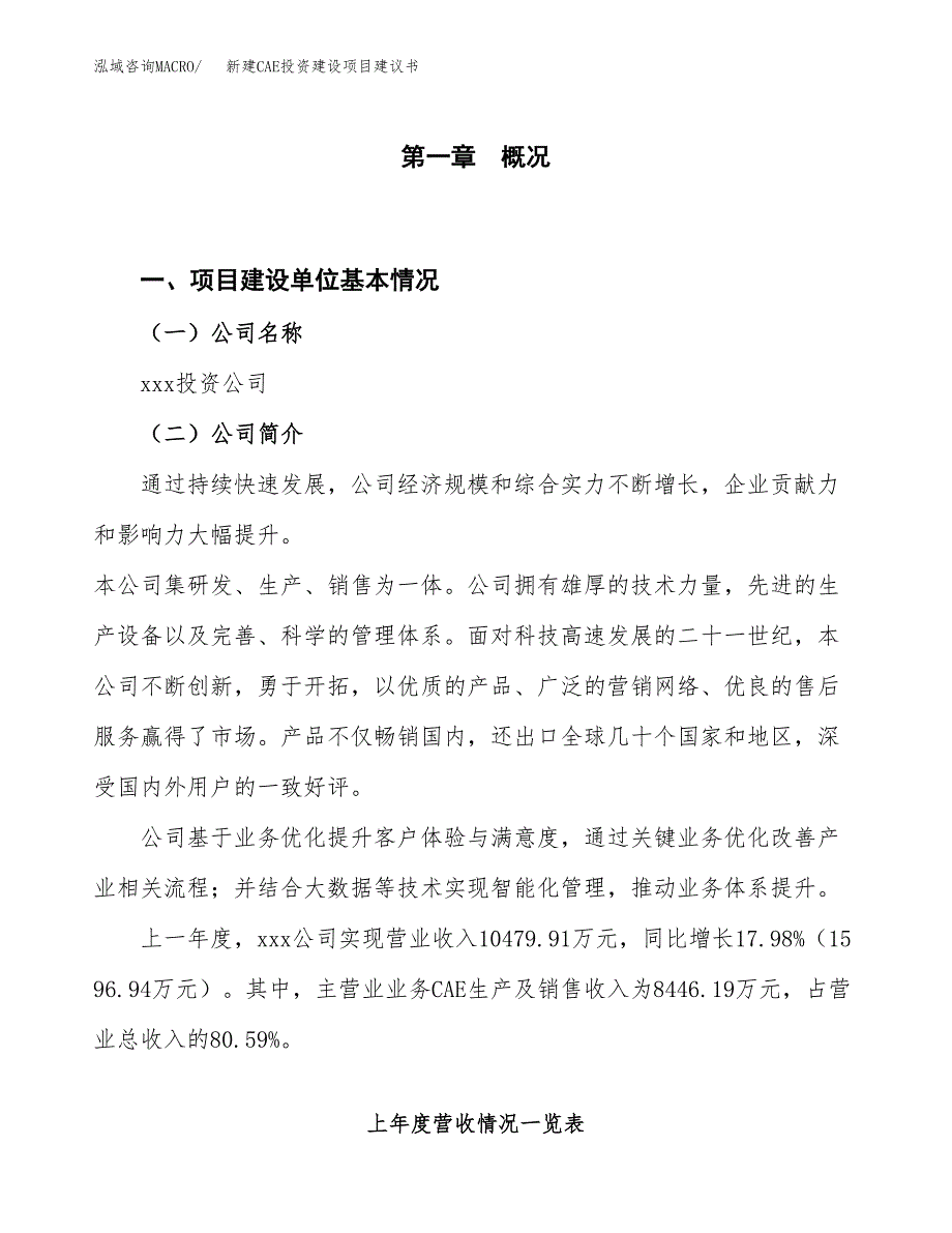 新建CAE投资建设项目建议书参考模板.docx_第1页