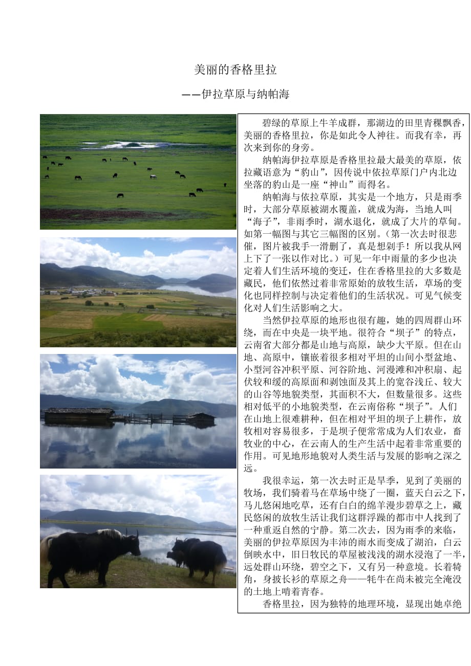 地理作文——香格里拉伊拉草原_第1页