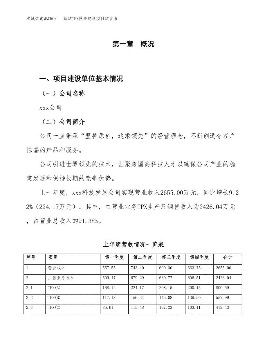 新建TPX投资建设项目建议书参考模板.docx_第1页