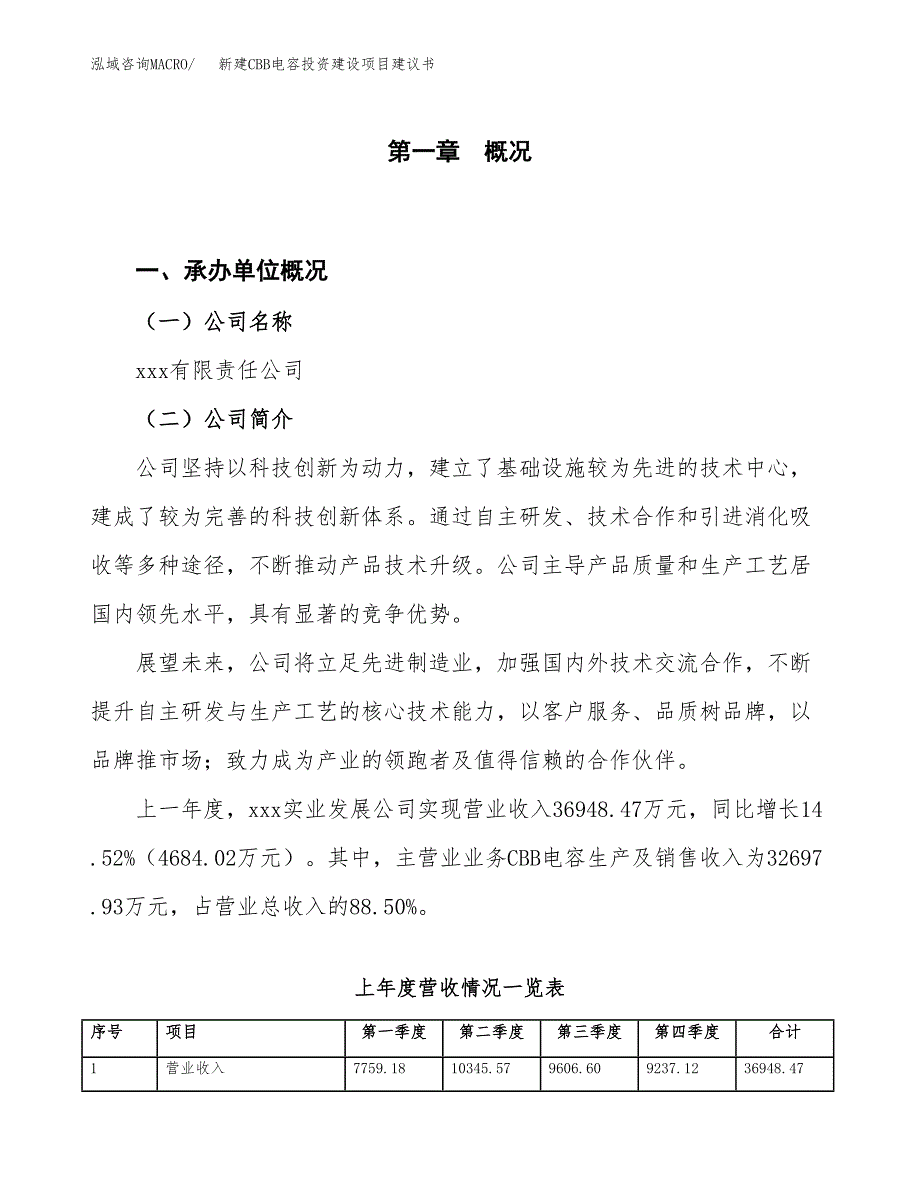 新建CBB电容投资建设项目建议书参考模板.docx_第1页