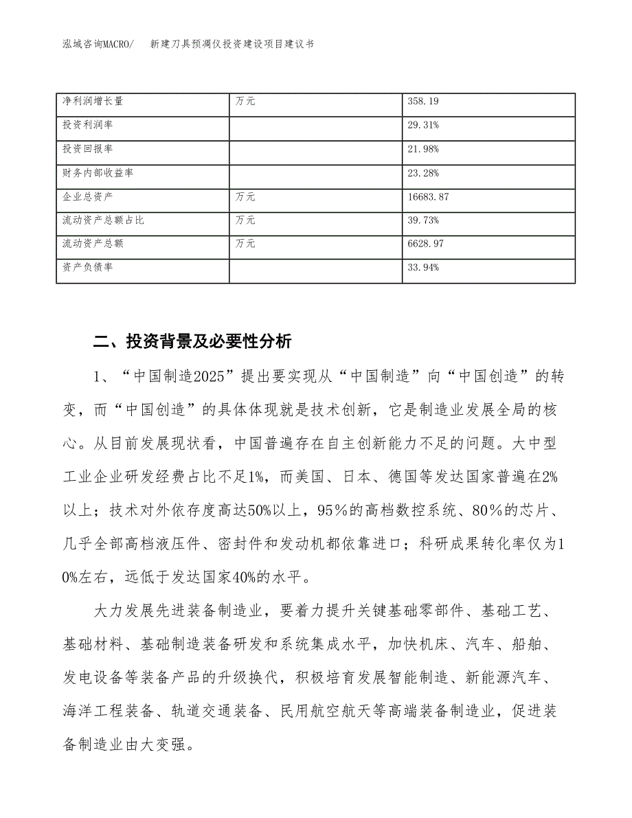 新建刀具预凋仪投资建设项目建议书参考模板.docx_第3页