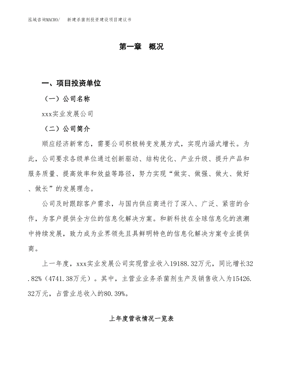 新建杀菌剂投资建设项目建议书参考模板.docx_第1页