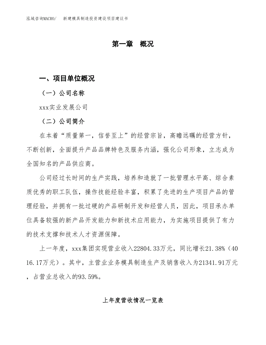 新建模具制造投资建设项目建议书参考模板.docx_第1页