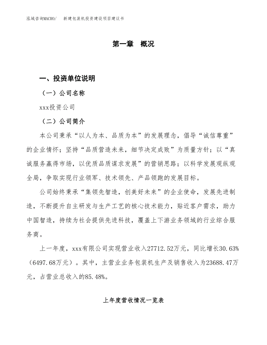 新建包装机投资建设项目建议书参考模板.docx_第1页