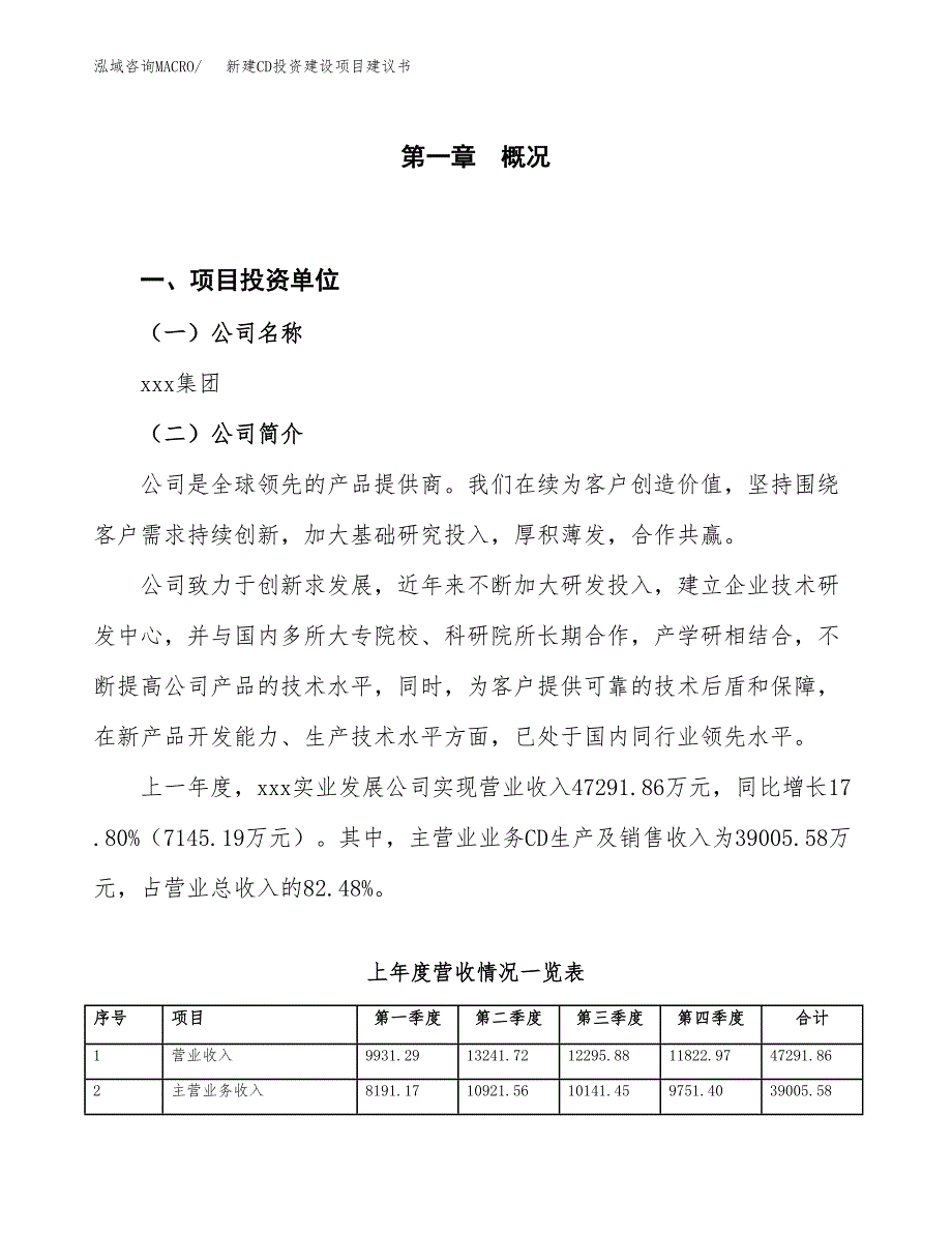 新建CD投资建设项目建议书参考模板.docx_第1页