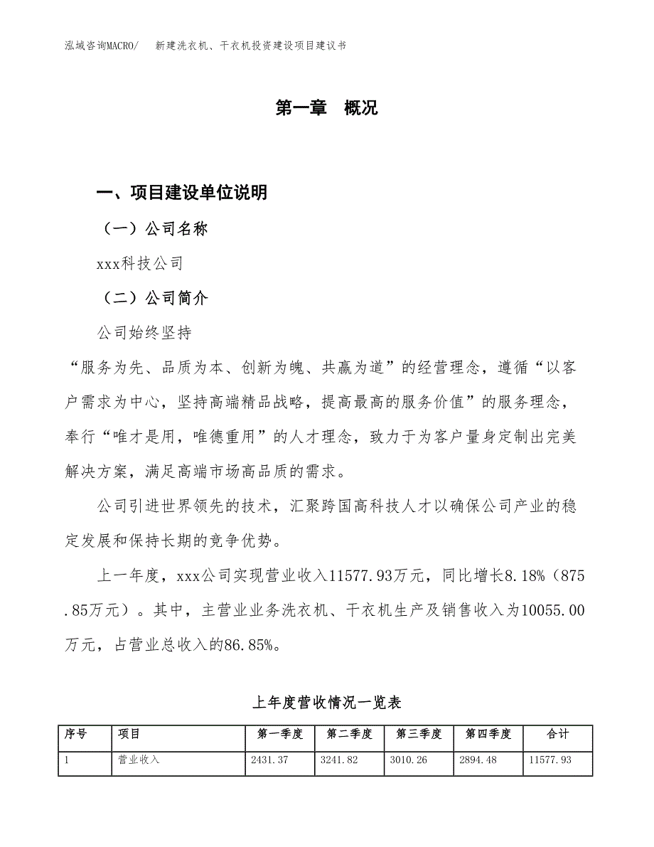 新建洗衣机、干衣机投资建设项目建议书参考模板.docx_第1页