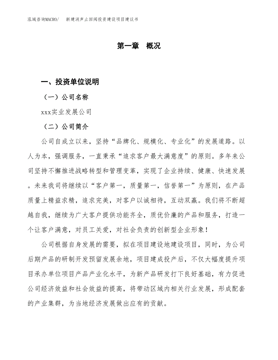 新建消声止回阀投资建设项目建议书参考模板.docx_第1页