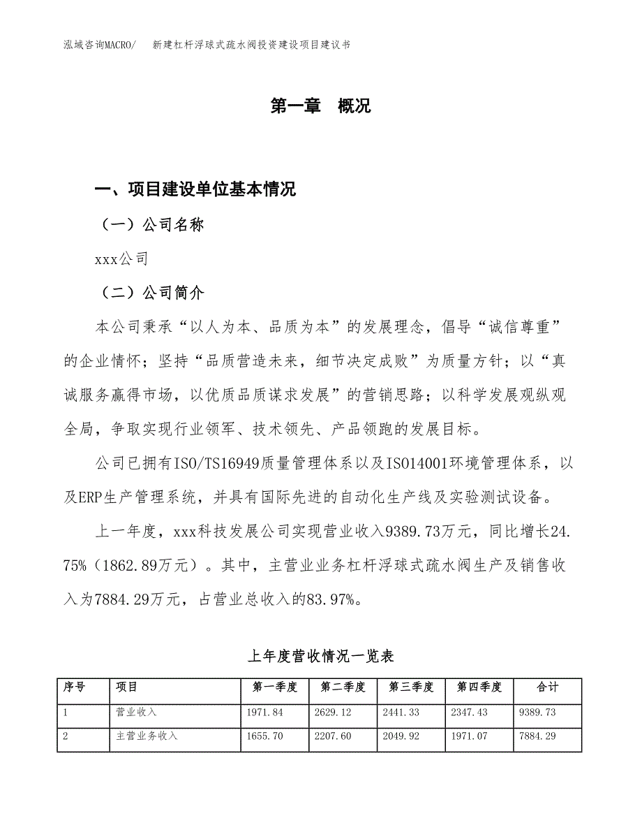 新建杠杆浮球式疏水阀投资建设项目建议书参考模板.docx_第1页