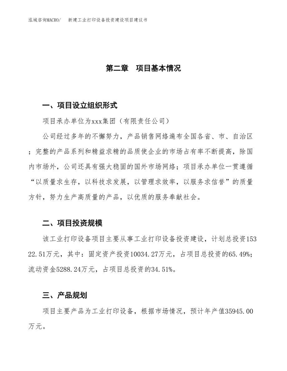 新建工业打印设备投资建设项目建议书参考模板.docx_第5页