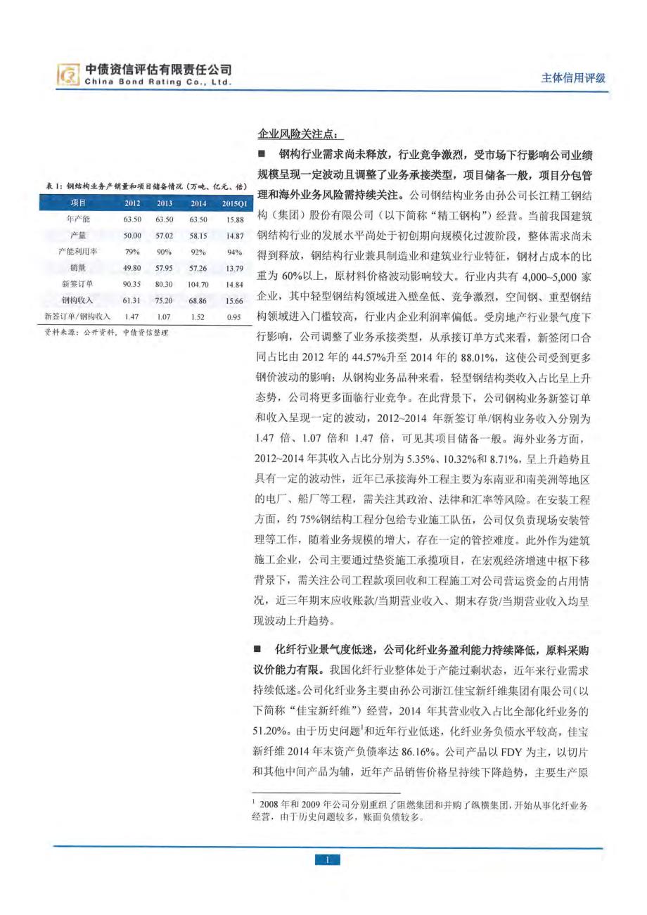 精功集团有限公司主体信用评级报告（中债资信）_第4页