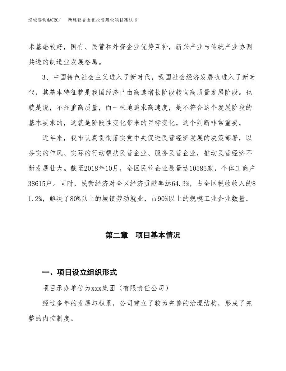 新建铝合金锁投资建设项目建议书参考模板.docx_第5页