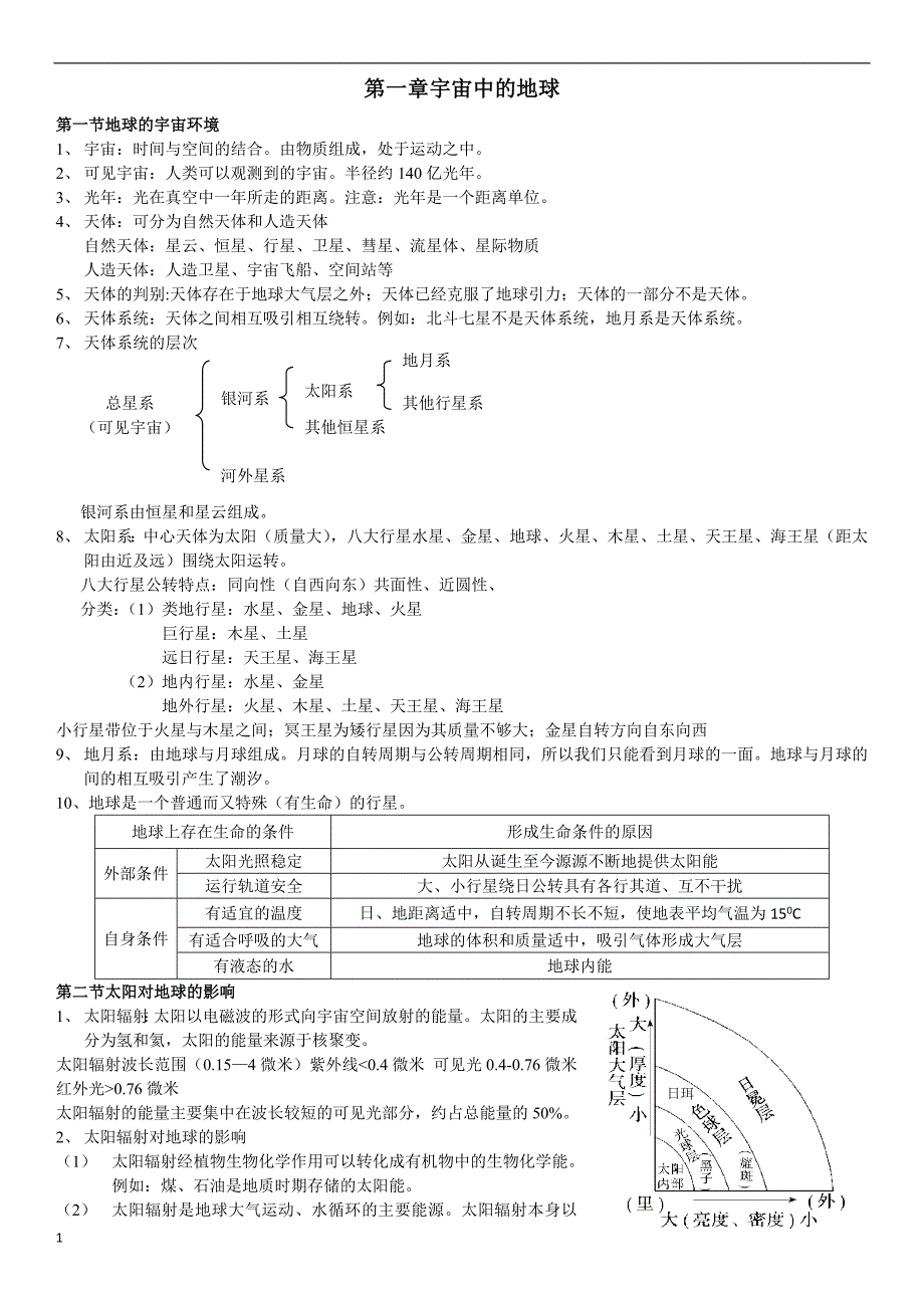 湘教版高中地理必修一知识点总结资料_第1页