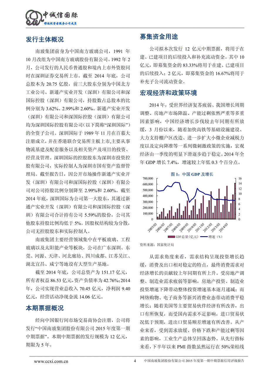 中国南玻集团股份有限公司2015年度第一期中期票据信用评级报告及跟踪评级安排_第4页