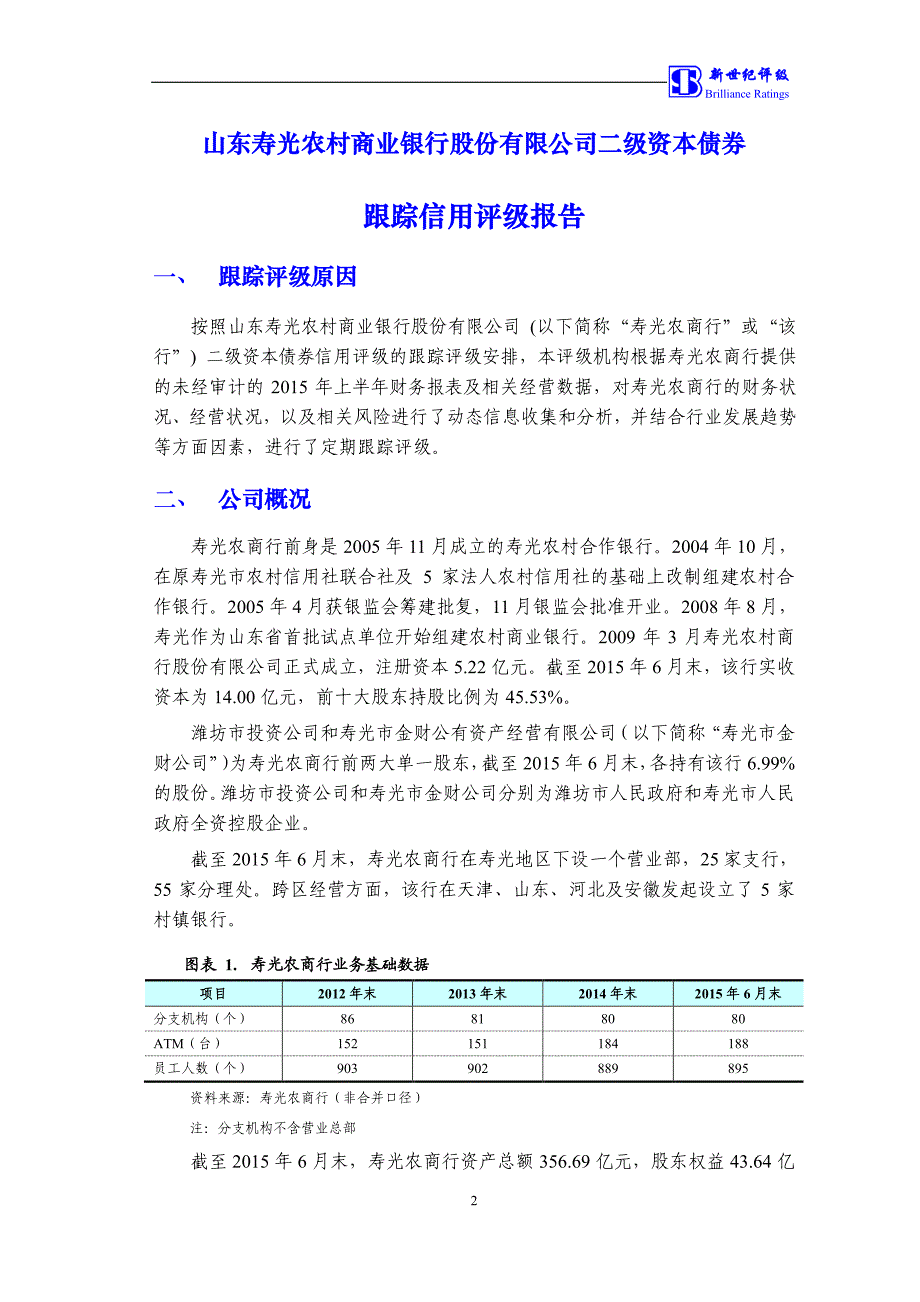 山东寿光农村商业银行股份有限公司二级资本债券跟踪评级报告 (1)_第4页