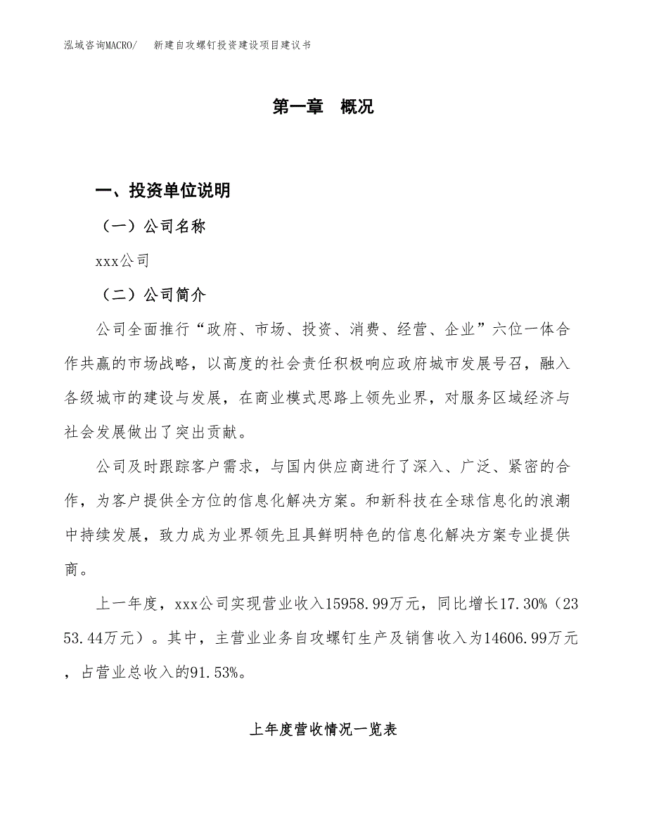 新建自攻螺钉投资建设项目建议书参考模板.docx_第1页