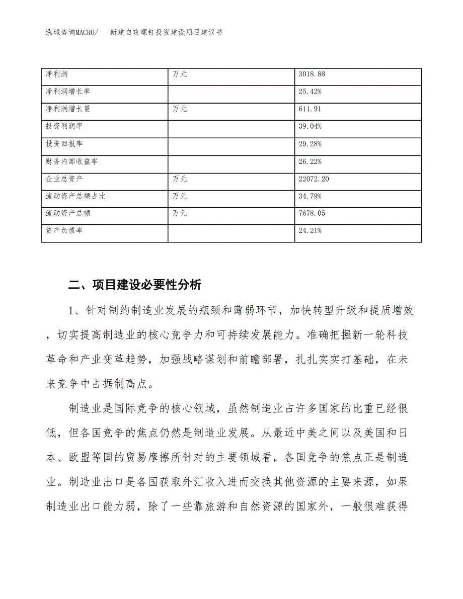 新建自攻螺钉投资建设项目建议书参考模板.docx_第3页