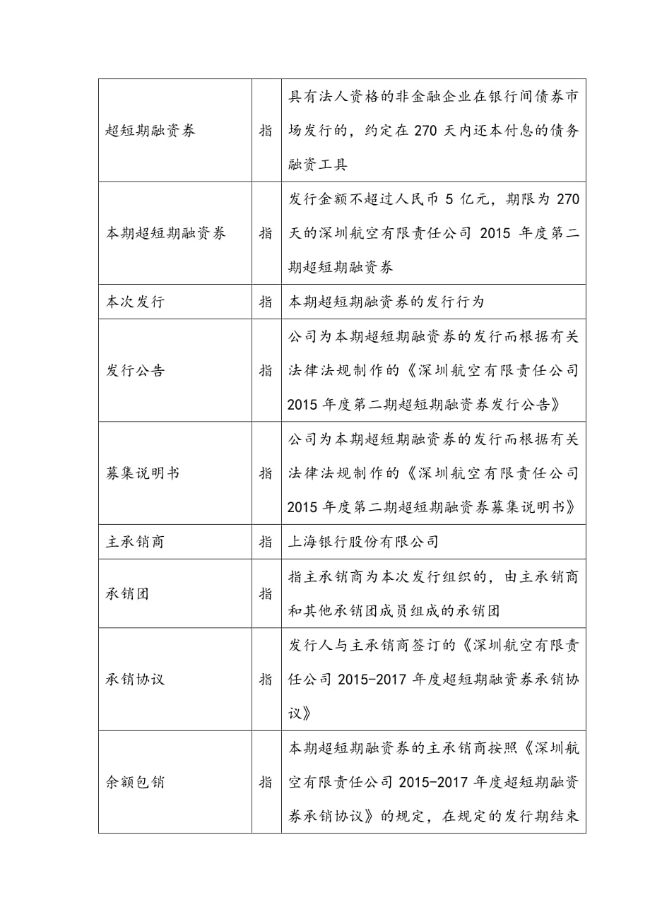 深圳航空有限责任公司2015年度第二期超短期融资券发行公告_第2页