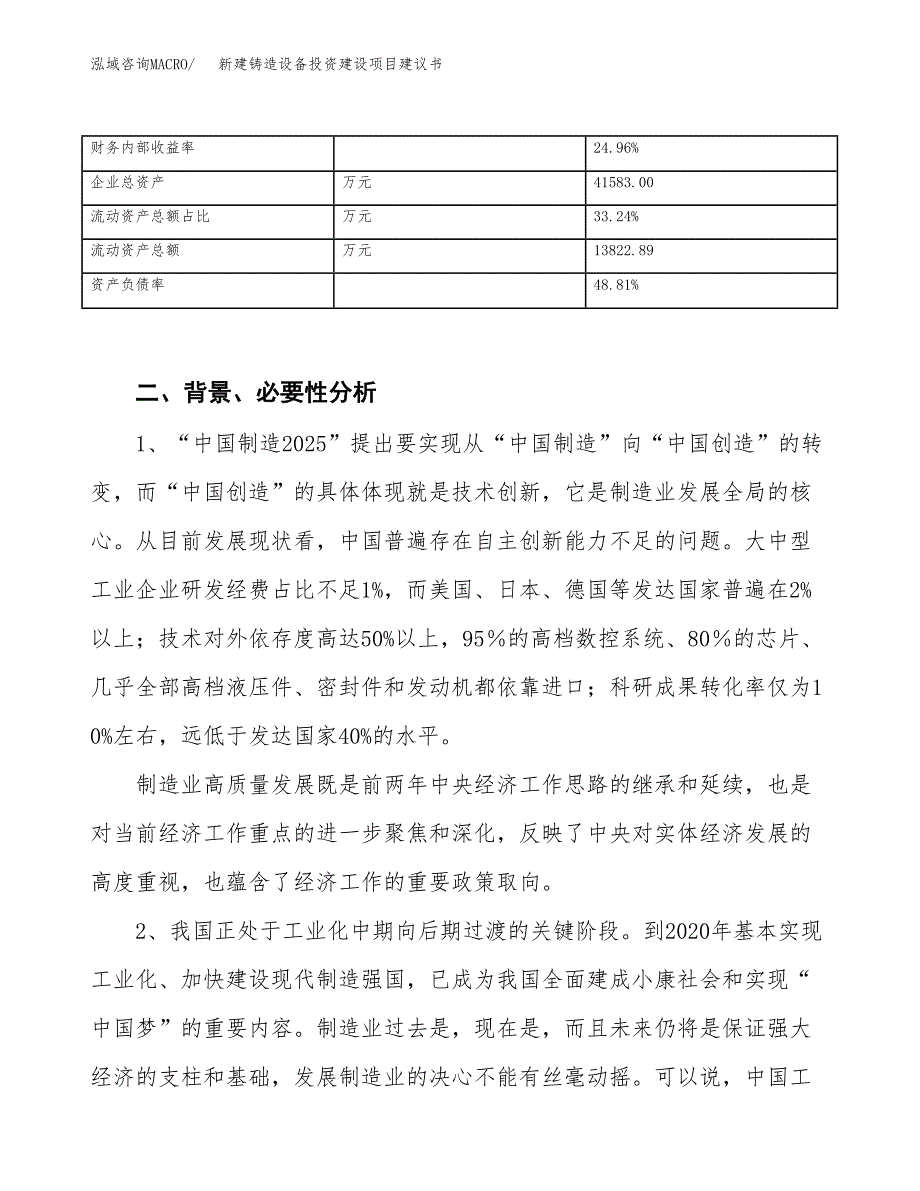 新建铸造设备投资建设项目建议书参考模板.docx_第3页