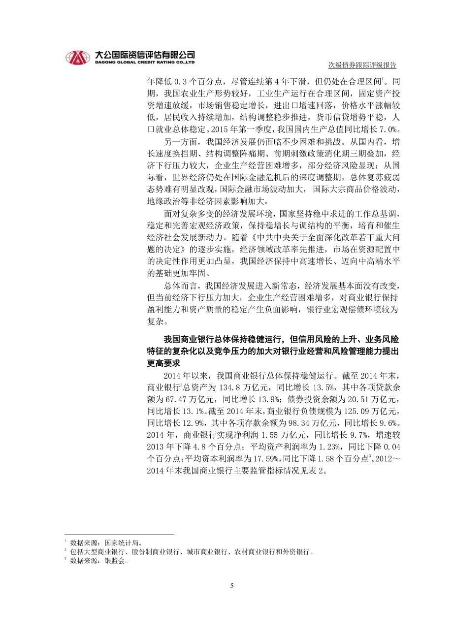 中国民生银行股份有限公司2010年度次级债券跟踪评级报告_第5页