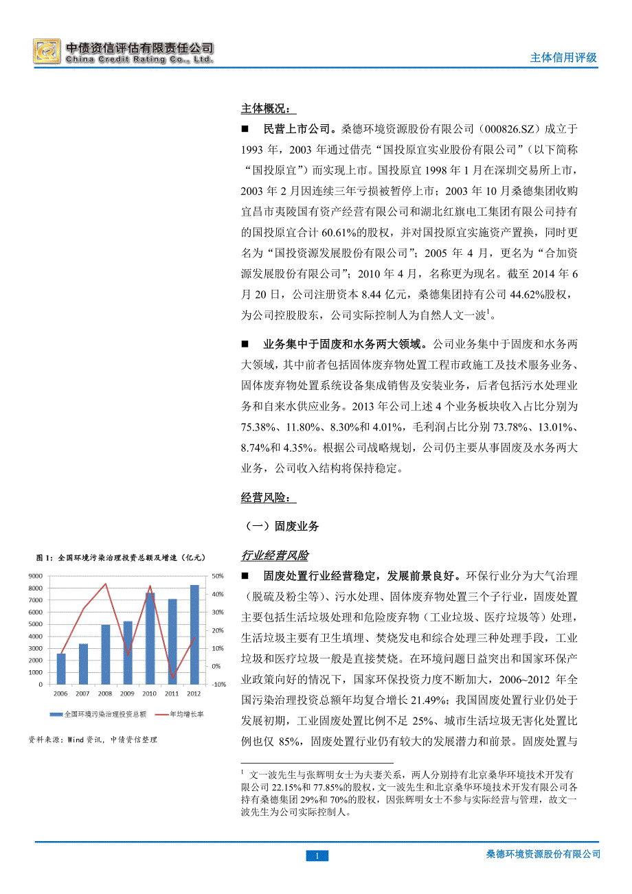 桑德环境资源股份有限公司主体信用评级报告_第2页