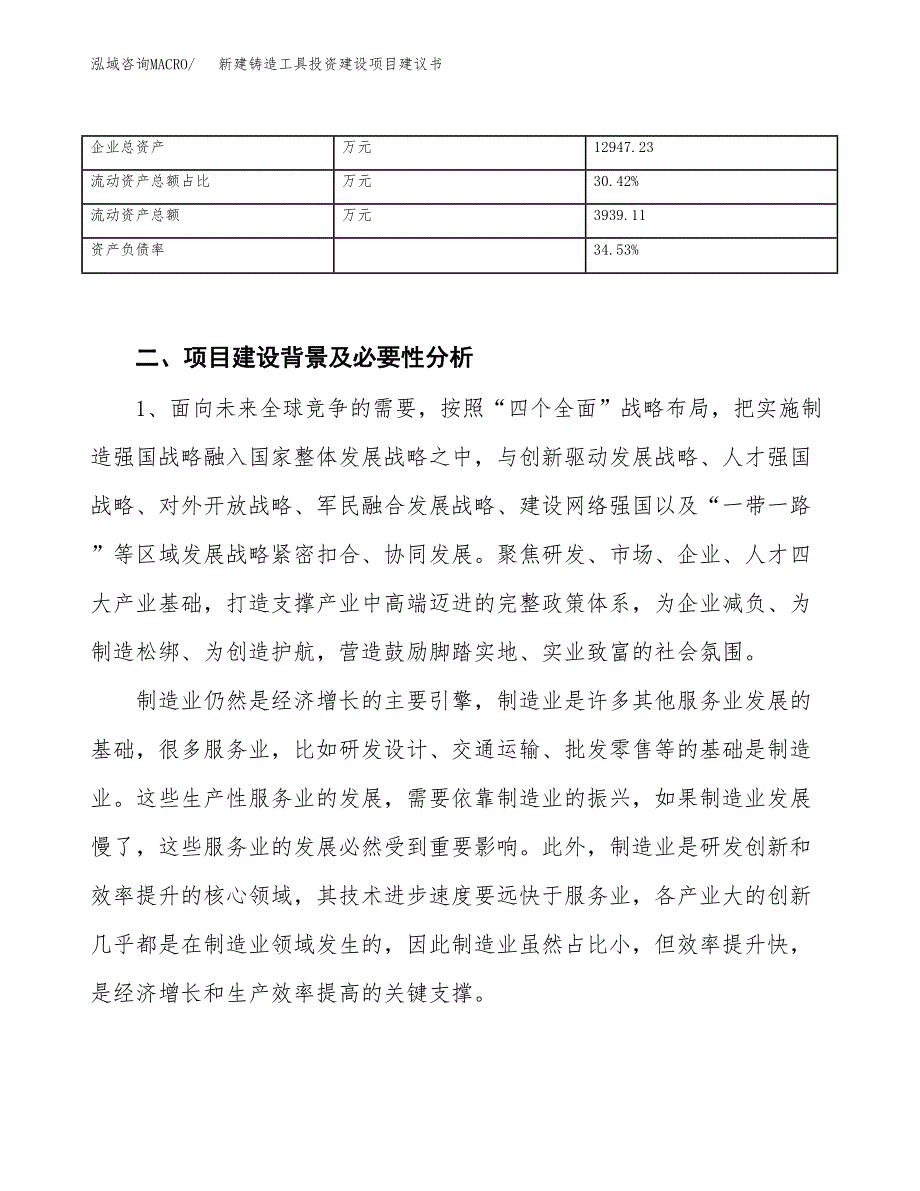 新建铸造工具投资建设项目建议书参考模板.docx_第3页