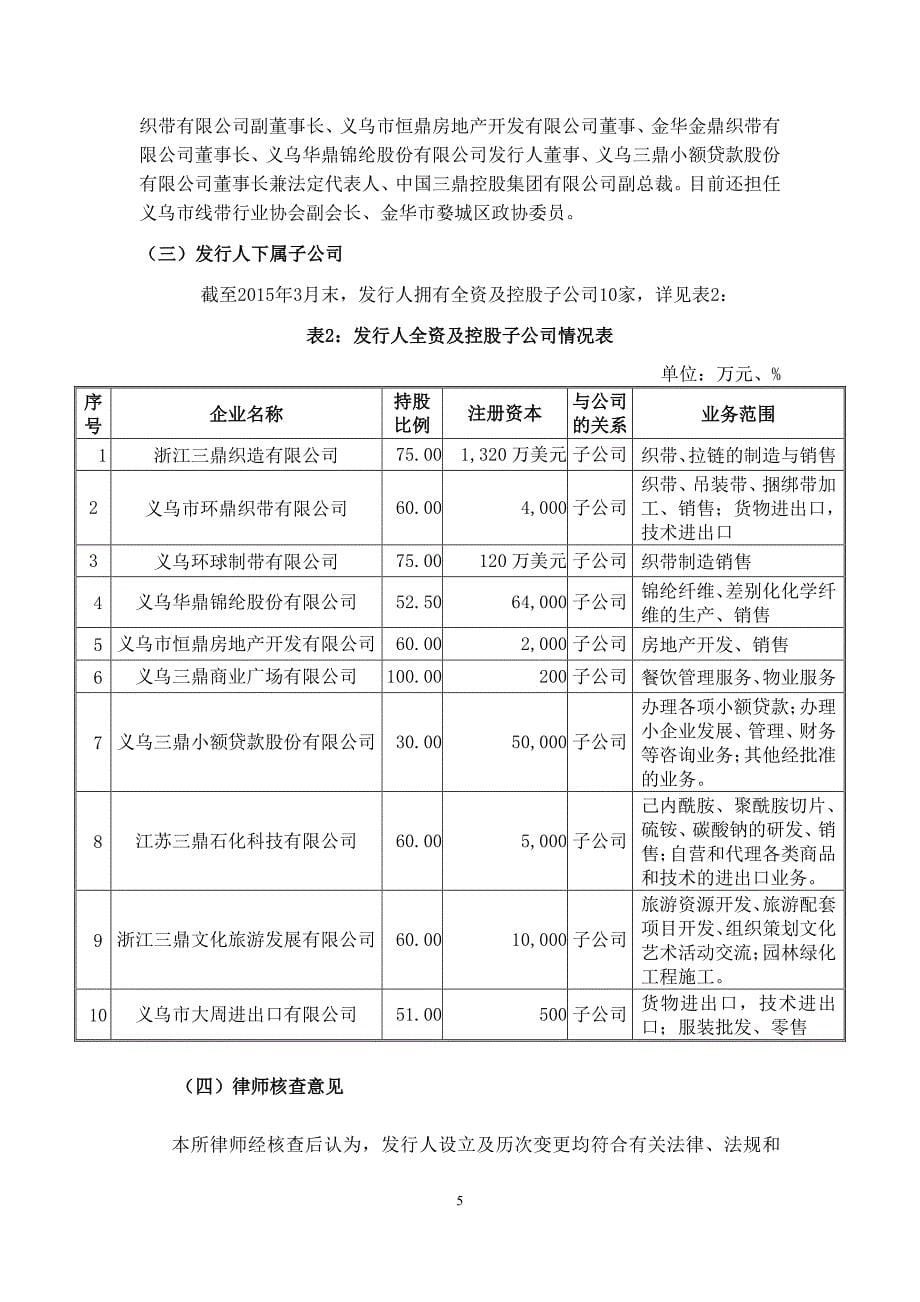 三鼎控股集团有限公司发行2015年度第二期短期融资券法律意见书_第5页