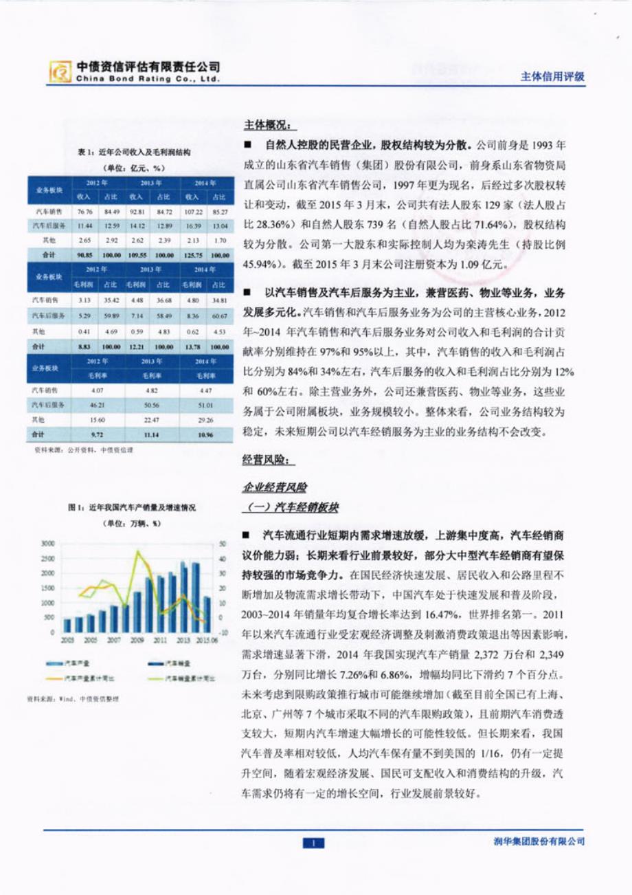 润华集团股份有限公司信用评级报告（中债资信）_第4页