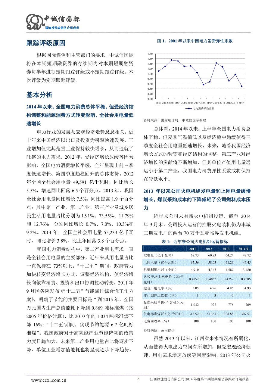 江西赣能股份有限公司主体与2014年度第二期短期融资券2015年度跟踪评级报告_第4页
