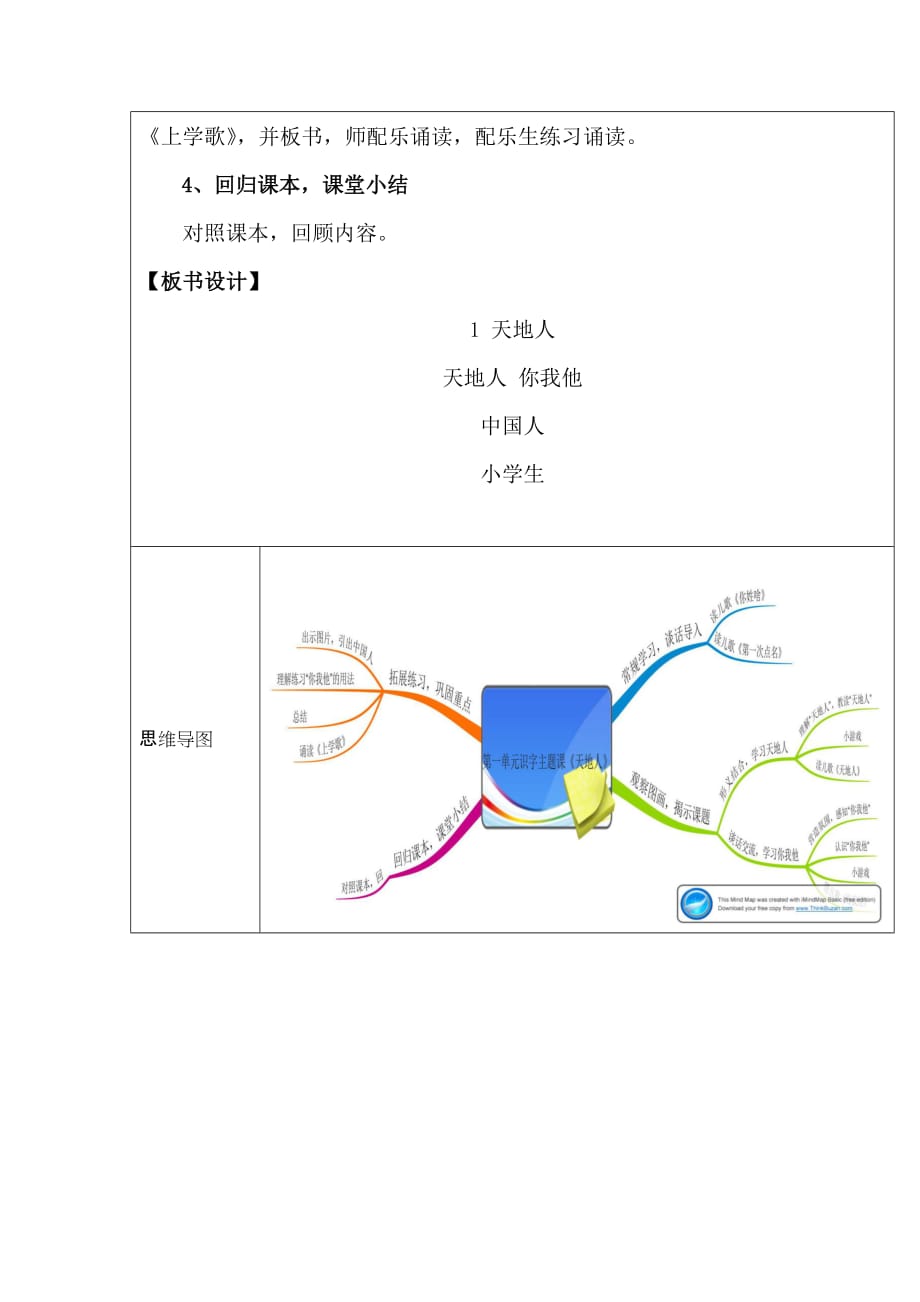 一年级上册语文教案-1《天地人》  人教（部编版）_第3页