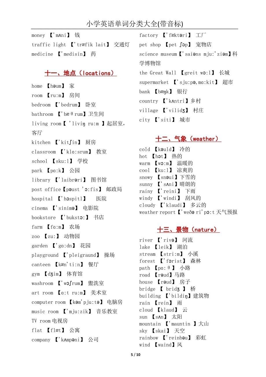 七年级英语单词分类(带音标,全版本)_第5页