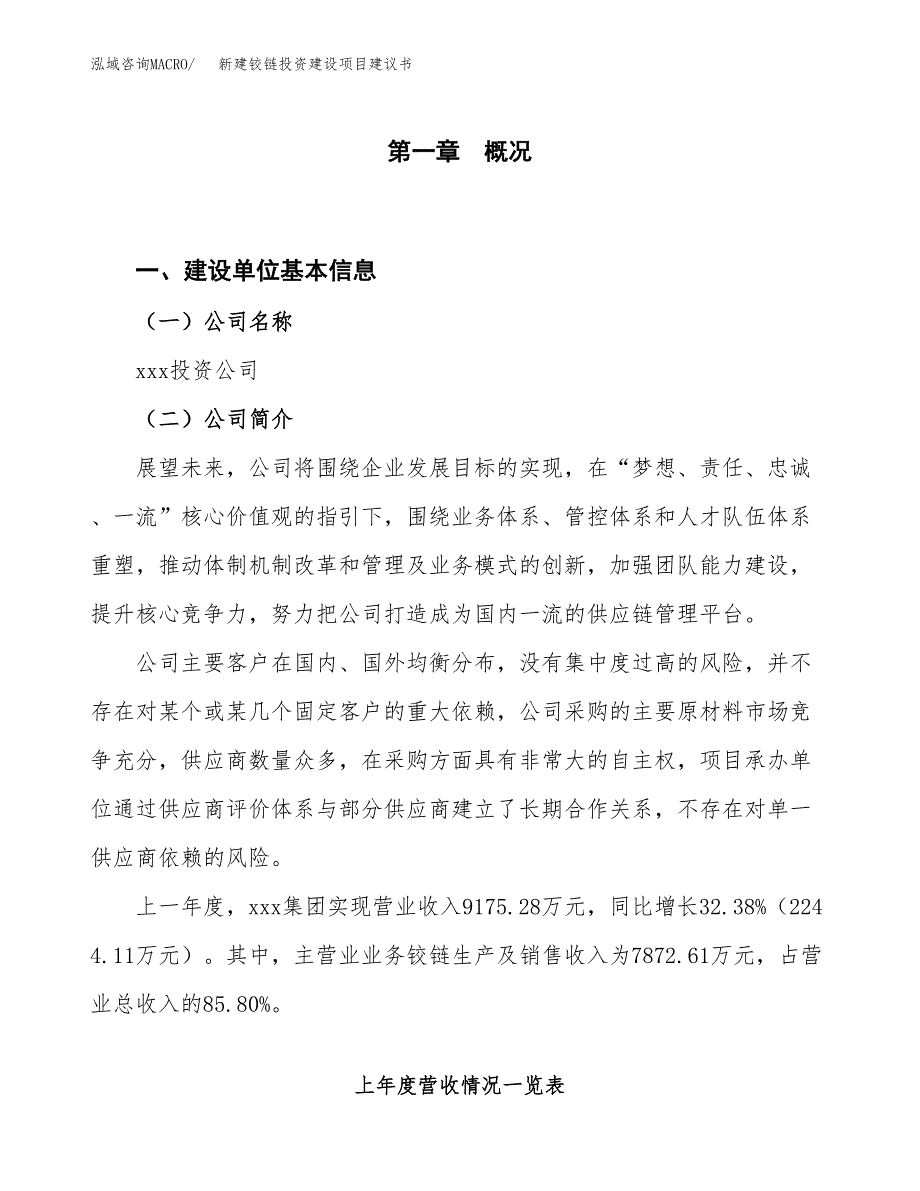 新建铰链投资建设项目建议书参考模板.docx_第1页