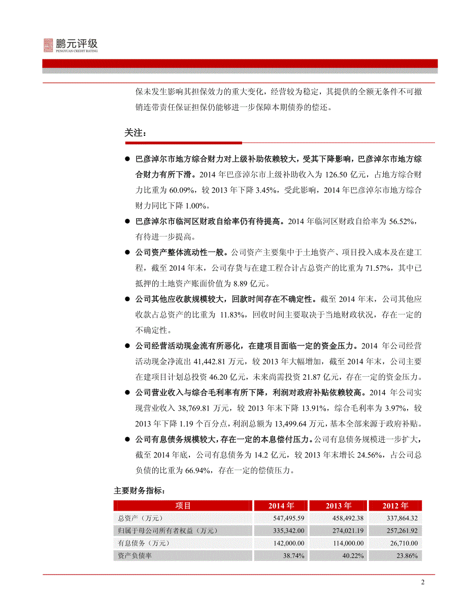 巴彦淖尔市临河区城市发展投资有限责任公司-2015年跟踪评级报告_第4页