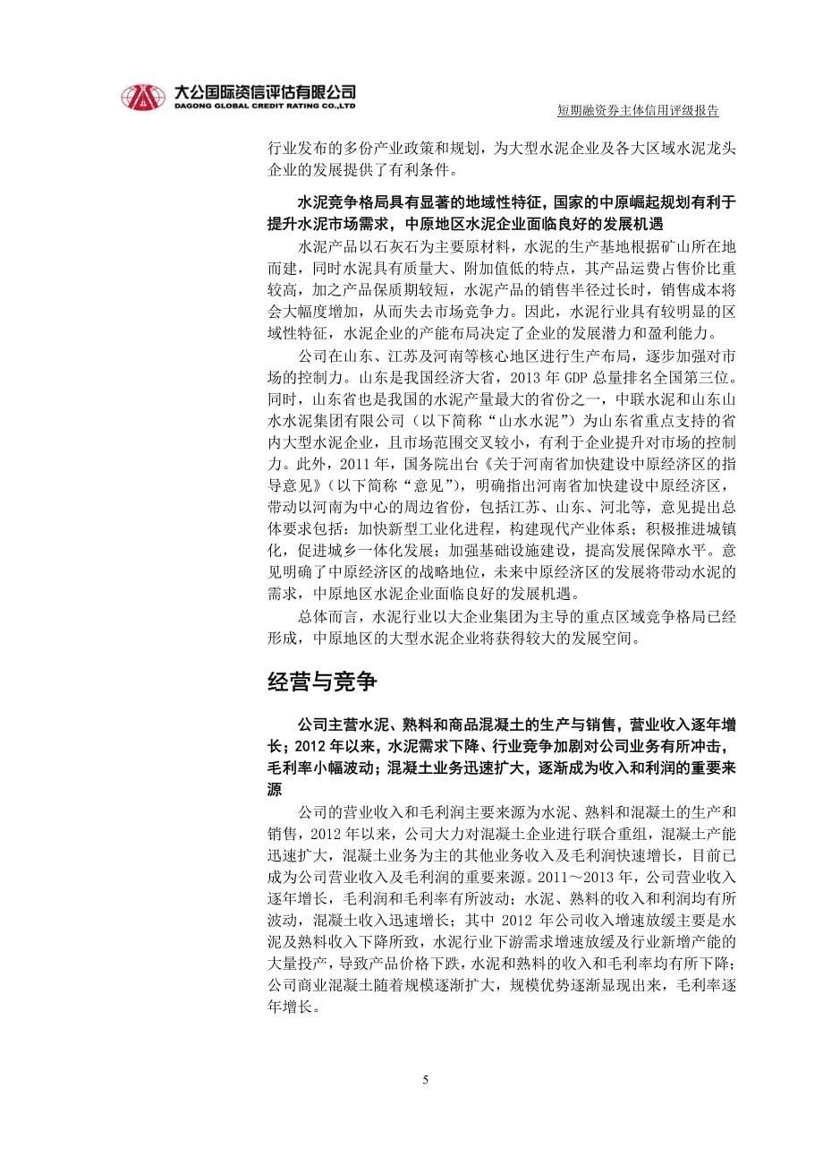 中国联合水泥集团有限公司主体信用评级报告及跟踪评级安排_第5页