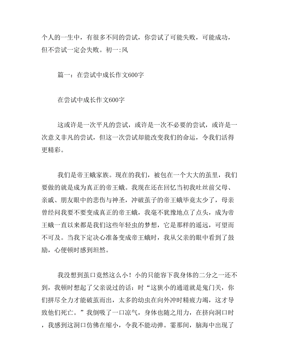 2019年那是一次勇敢的尝试作文500字_第2页