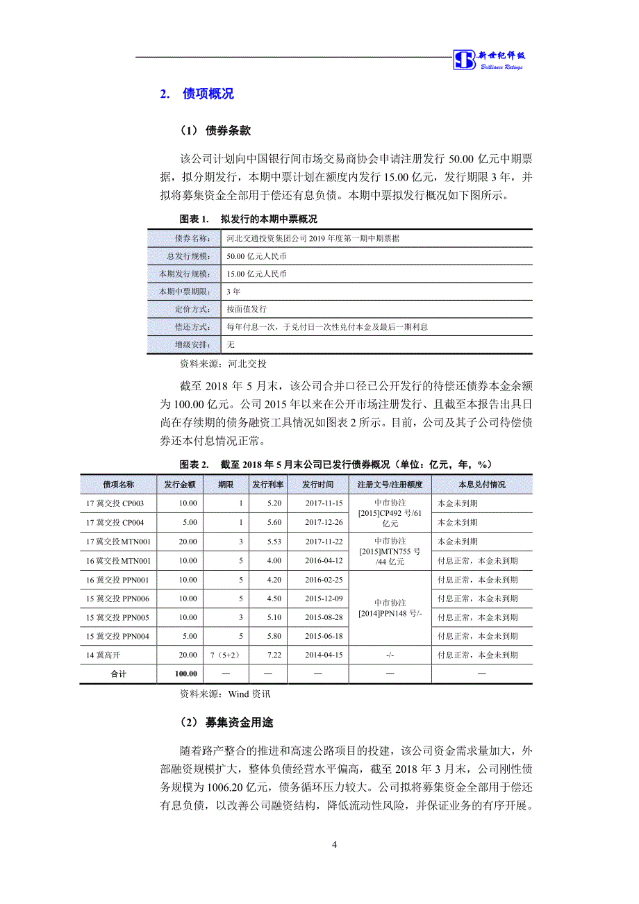 河北交通投资集团公司2019第一期中期票据信用评级报告_第4页