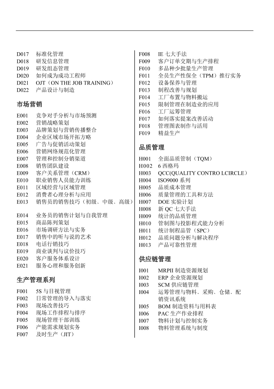 通用培训课程分类清单资料_第2页