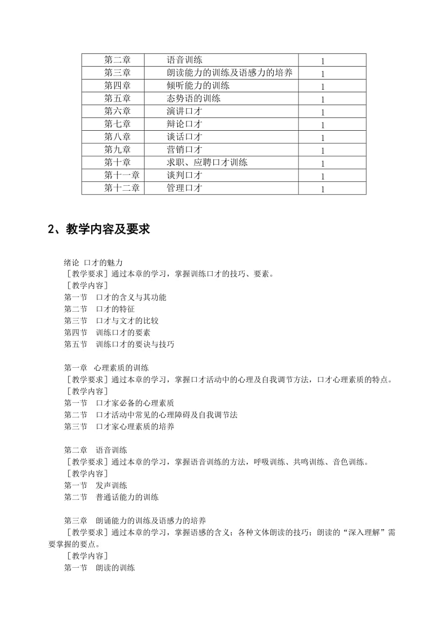 演讲与口才技能实训教程教学大纲_第3页