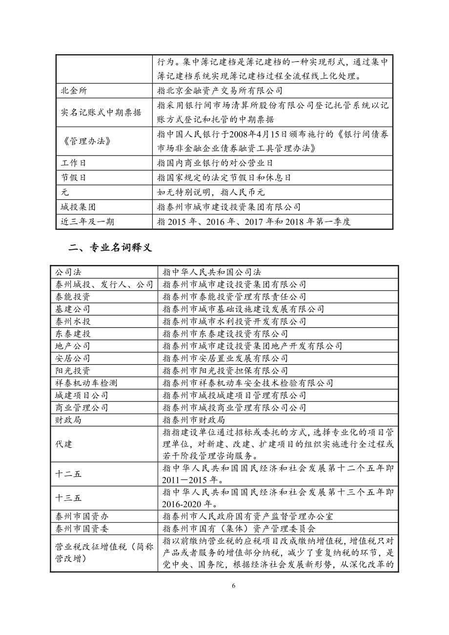 泰州市城市建设投资集团有限公司2019第一期中期票据募集说明书_第5页