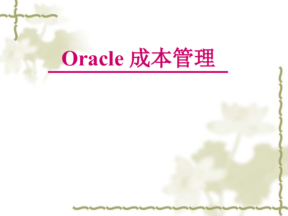 oracle成本管理培训课件_第1页